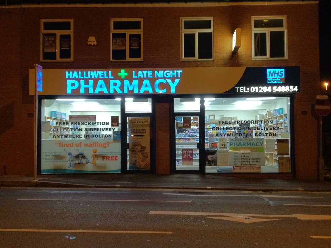 Picture of pharmacy at night